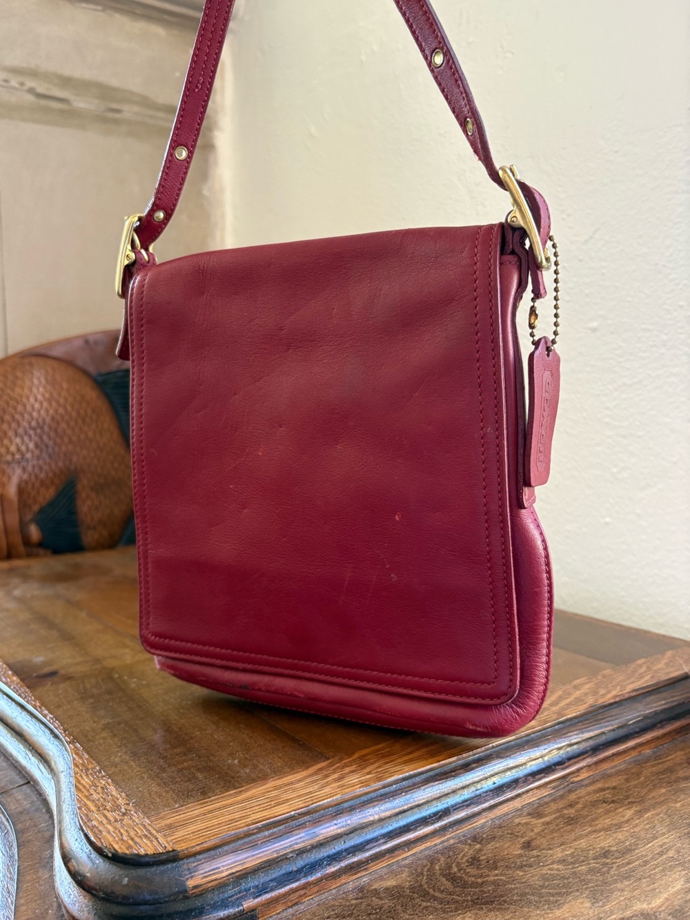 Coach red leather crossbody Bag legacy slim